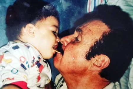 Emiliano Aguilar's childhood picture with his father Pepe Aguilar.